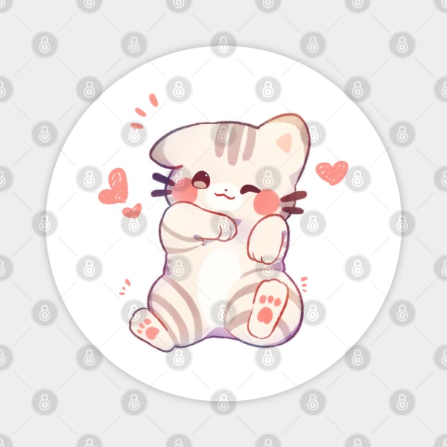 Wink Kitty Magnet by Cremechii